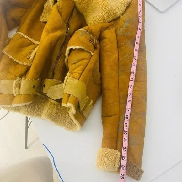 People Of The Labyrinths RARE Women's Leather Jacket Faux Fur Size Large Coat - Picture 10 of 10